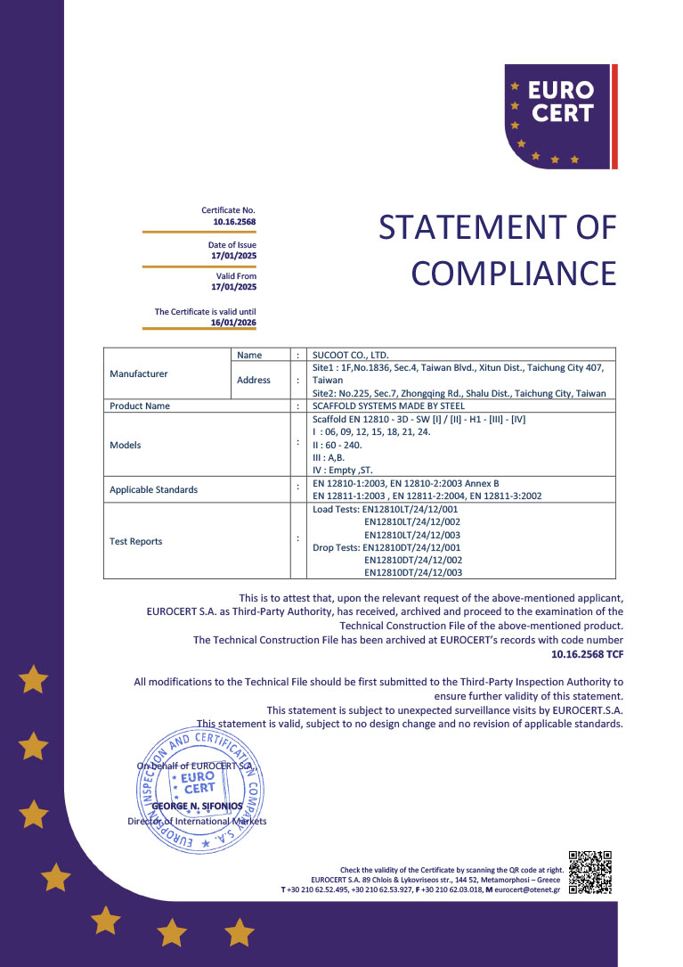 EN 12810-1 Certificate