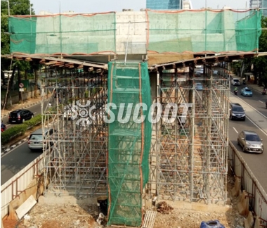Jakarta LRT Kuningan Cap Beam Project with Ø60.2mm Heavy Duty Scaffolding Design by SUCOOT
