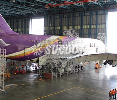Thai Airline A380 Aircraft maintenance Project with Ø48.6mm Facade Light Duty Scaffold by SUCOOT