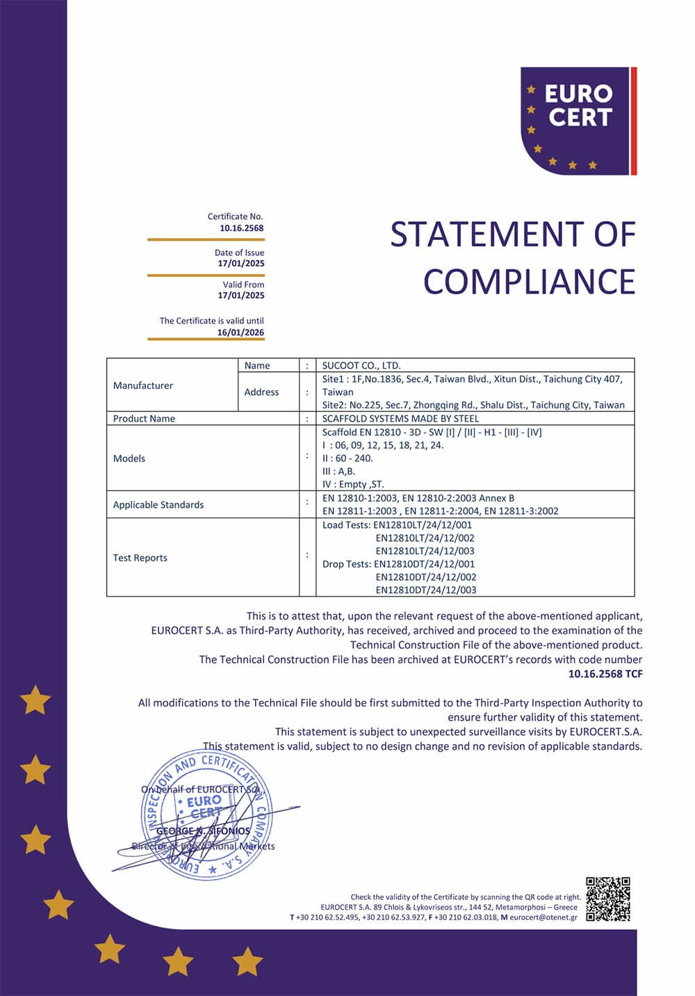 FINAL CERTIFICATE
